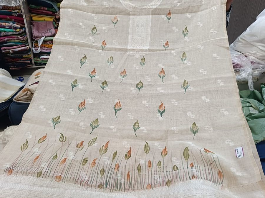 Cream and rose saree